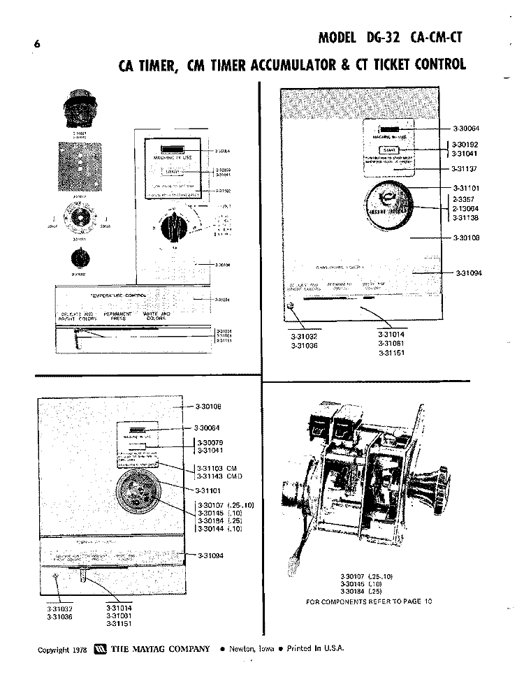 CA & CM TIMER ACCUMULATOR, CT TICKET Diagram and Parts List for DG32CT  Maytag Dryer
