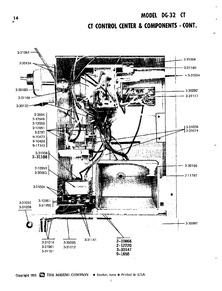 CT CONTROL CENTER COMPONENTS Diagram and Parts List for DG32CT  Maytag Dryer