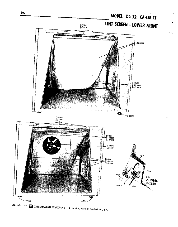LINT SCREEN - LOWER FRONT Diagram and Parts List for DG32CT  Maytag Dryer