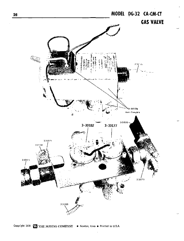 GAS VALVE Diagram and Parts List for DG32CT  Maytag Dryer