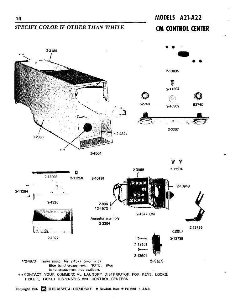 CM CONTROL CENTER Diagram and Parts List for A21CM  Maytag Washer