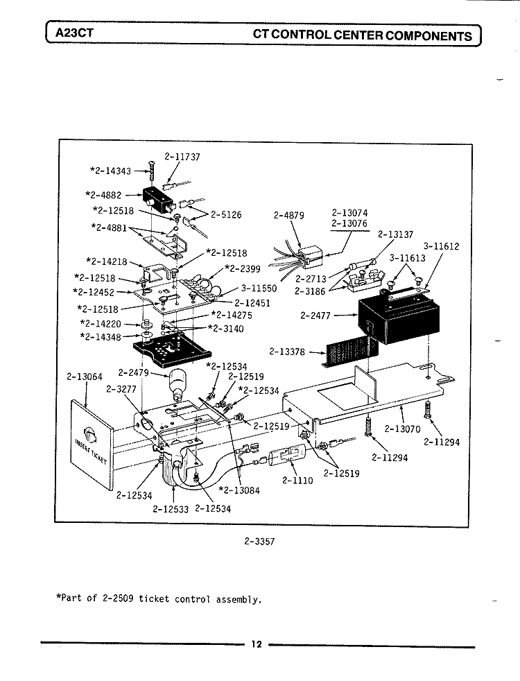 CT CONTROL CENTER COMPONENTS Diagram and Parts List for A23CT  Maytag Washer