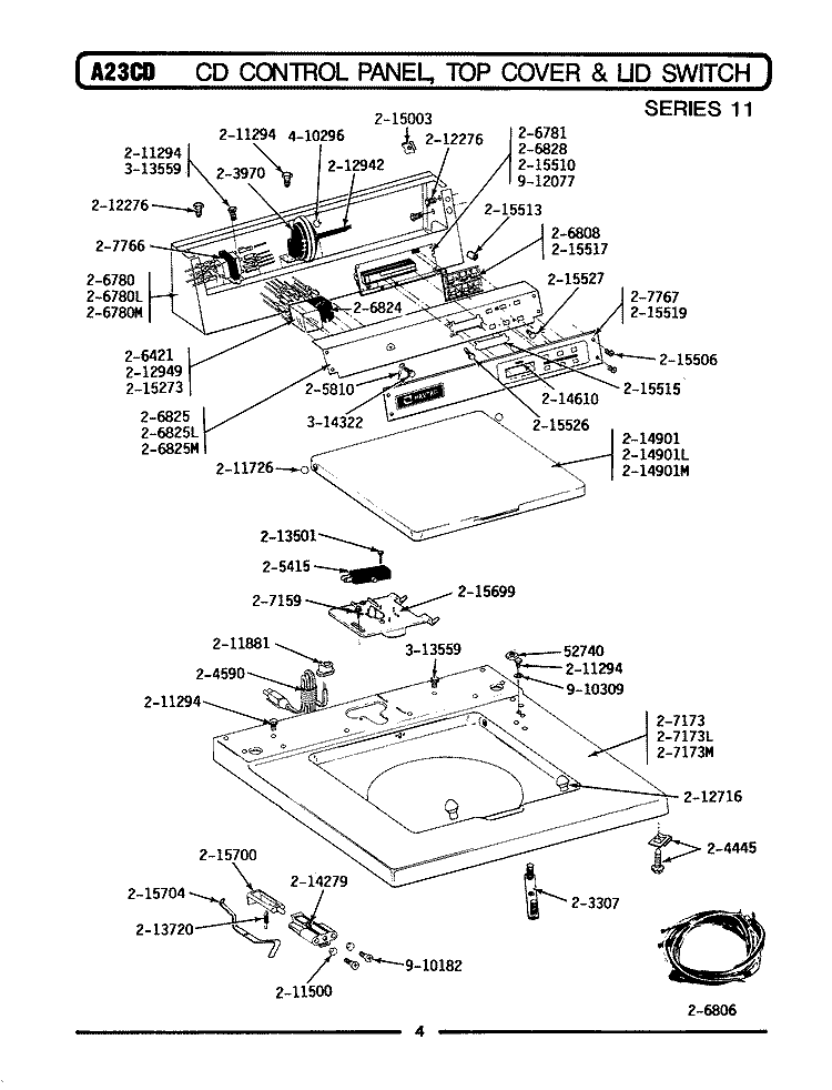 CD CONTROL PANEL, TOP COVER & LID SWITCH Diagram and Parts List for A23CDW  Maytag Washer