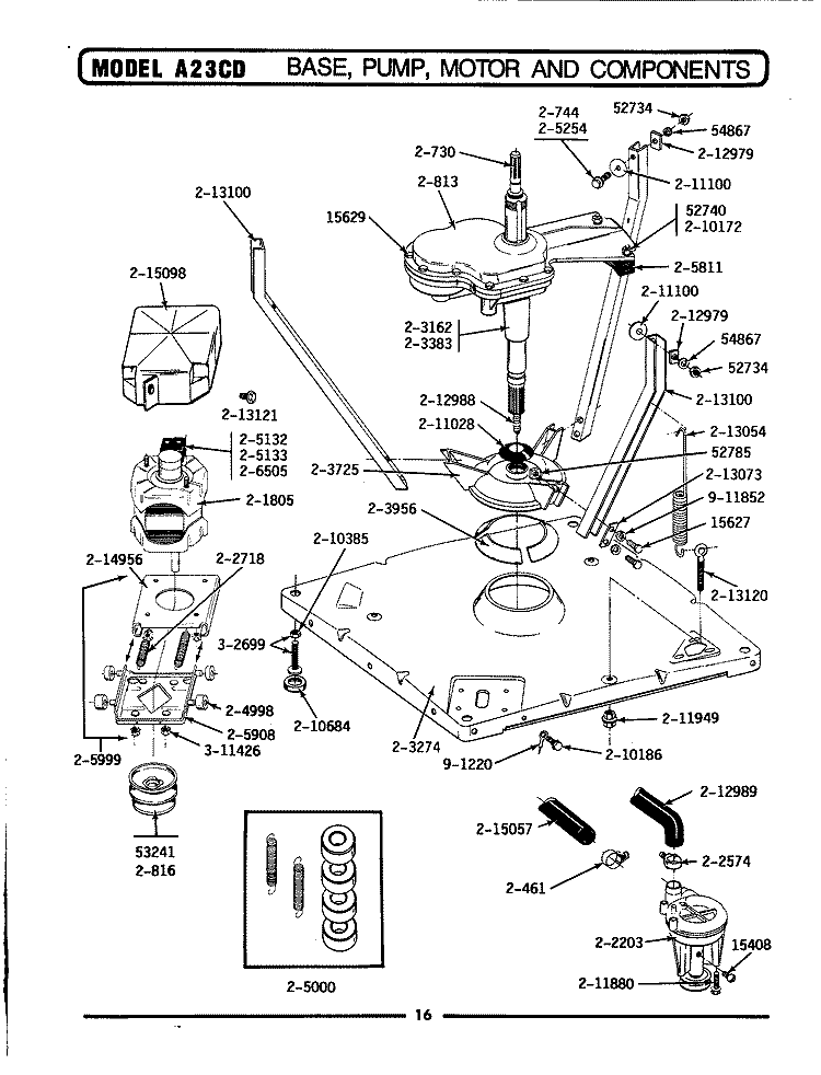 BASE \ PUMP \ MOTOR Diagram and Parts List for A23CDW  Maytag Washer