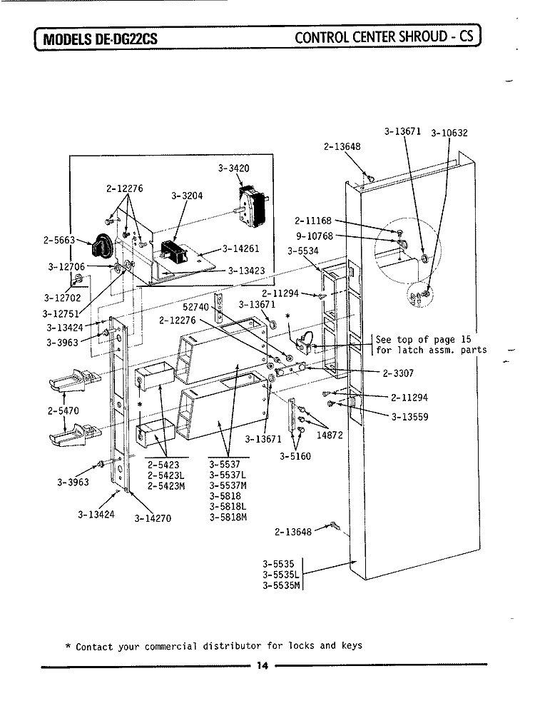 CONTROL CENTER SHROUD Diagram and Parts List for DE22CS  Maytag Dryer