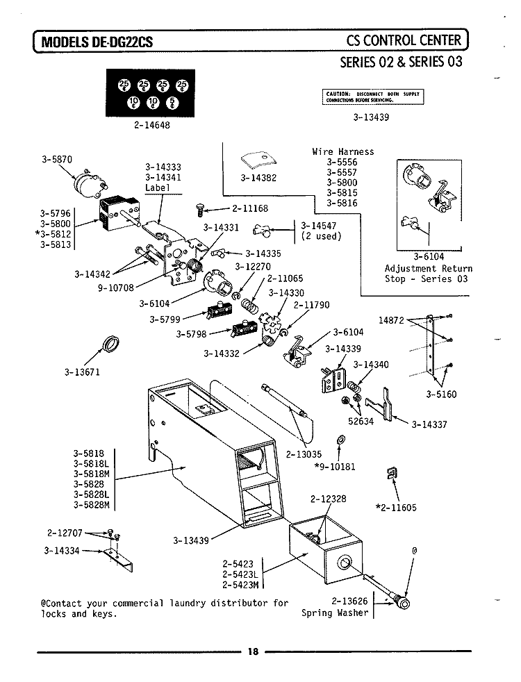 CONTROL CENTER (SERIES 02 & SERIES 03) Diagram and Parts List for DE22CS  Maytag Dryer
