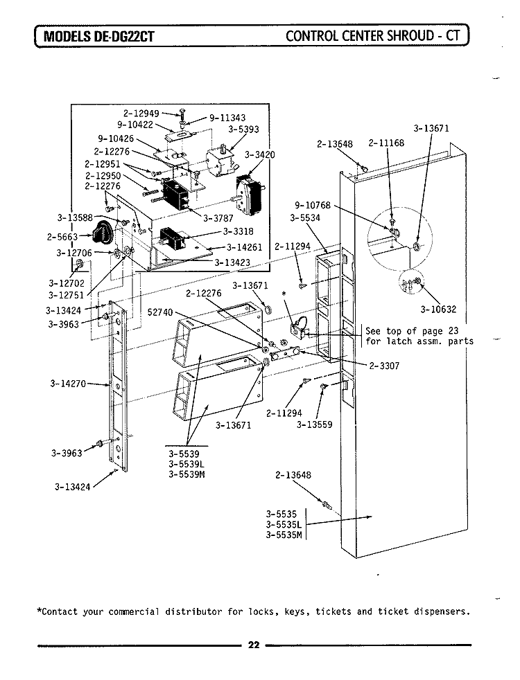 CONTROL CENTER SHROUD Diagram and Parts List for DE22CT  Maytag Dryer