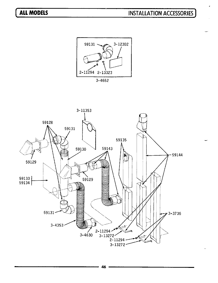 INSTALLATION ACCESSORIES Diagram and Parts List for DE22CT  Maytag Dryer