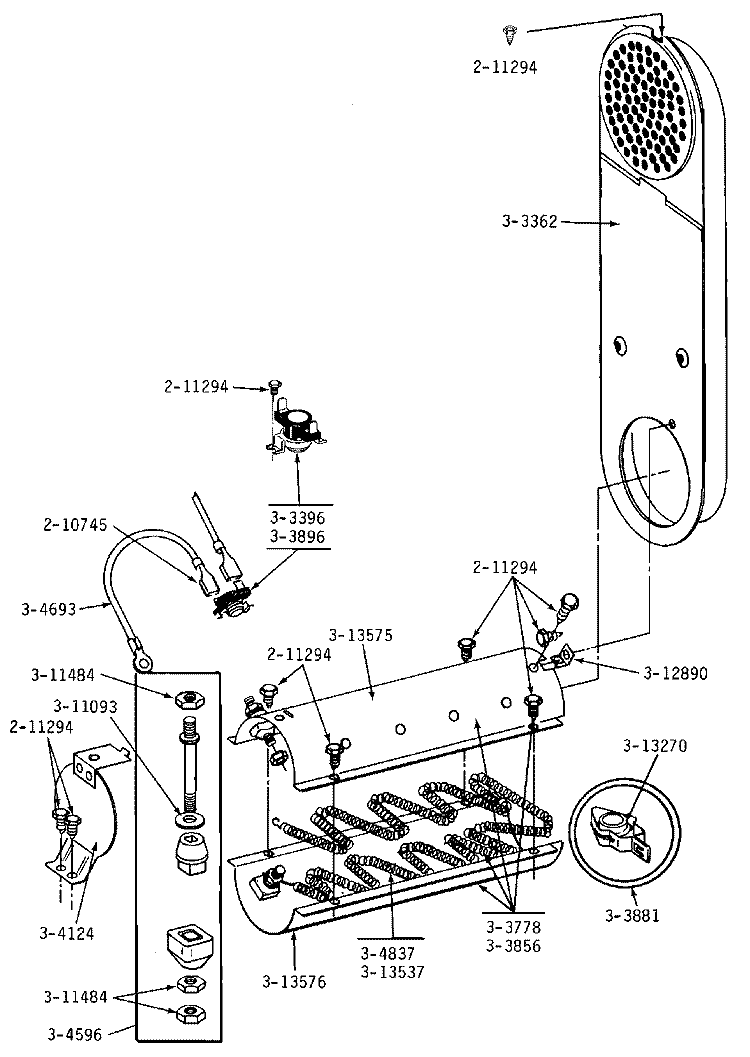 INLET DUCT & HEATER ASSEMBLY Diagram and Parts List for DE23CD  Maytag Dryer