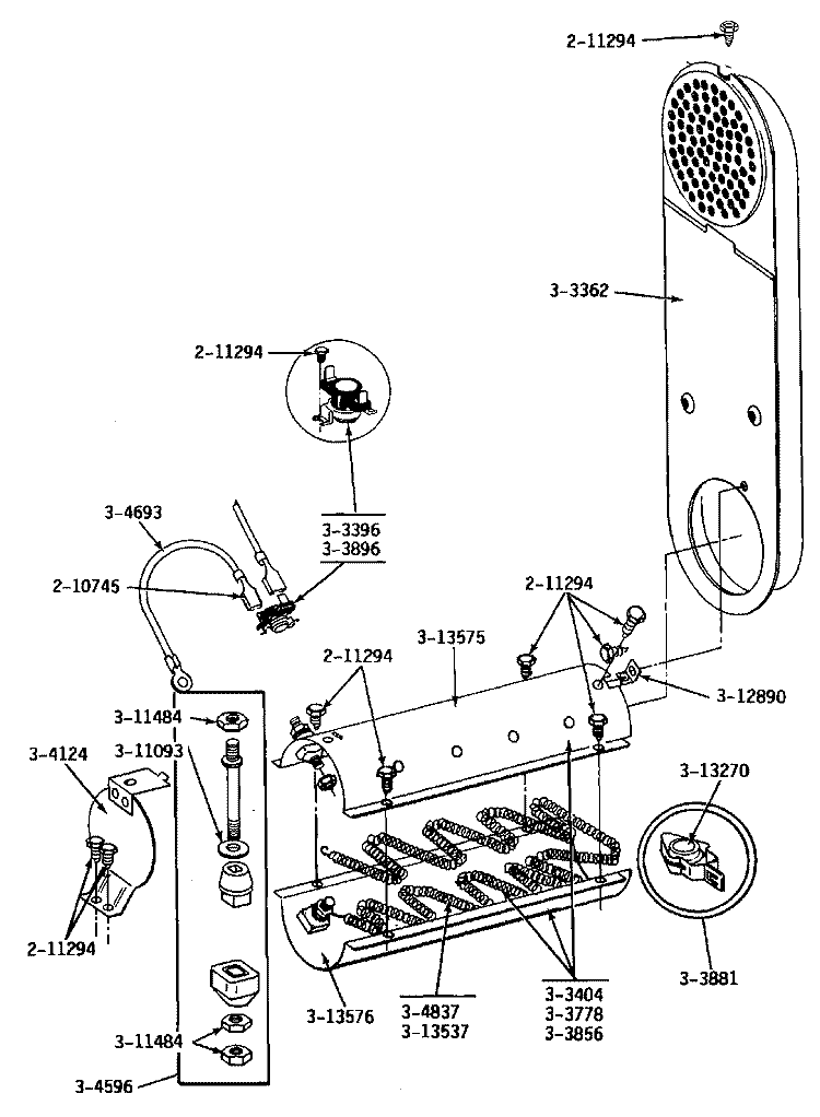 INLET DUCT & HEATER ASSEMBLY Diagram and Parts List for DE19CD  Maytag Dryer