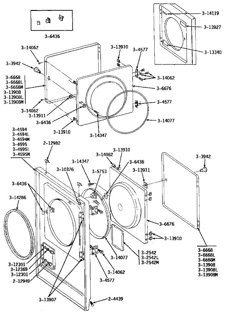 FRONT PANEL & DOOR ASSEMBLY Diagram and Parts List for DE19CD  Maytag Dryer