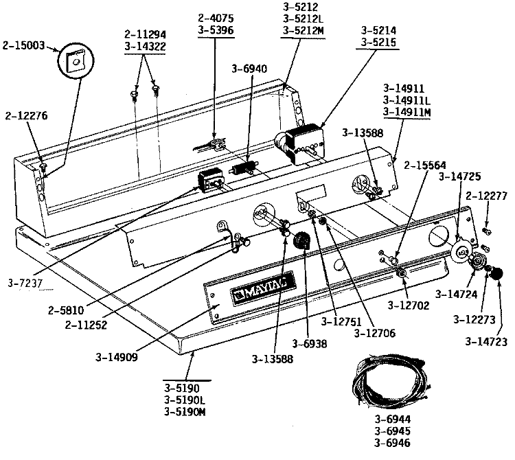 CA CONTROL PANEL Diagram and Parts List for DE24CA  Maytag Dryer