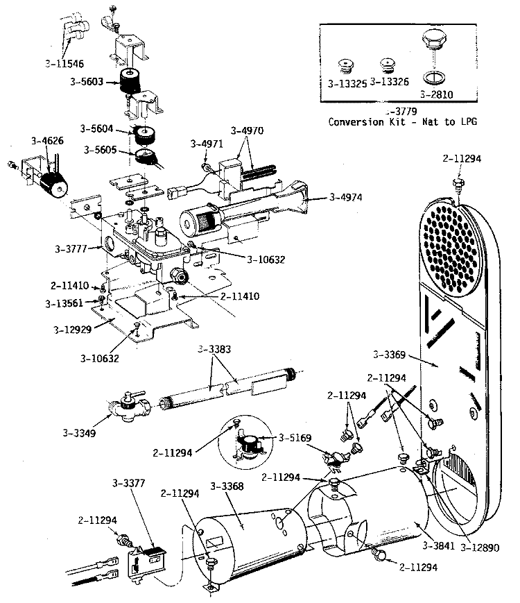 INLET DUCT, GAS VALVE & COMBUSTION CONE Diagram and Parts List for LDG24CS  Maytag Dryer