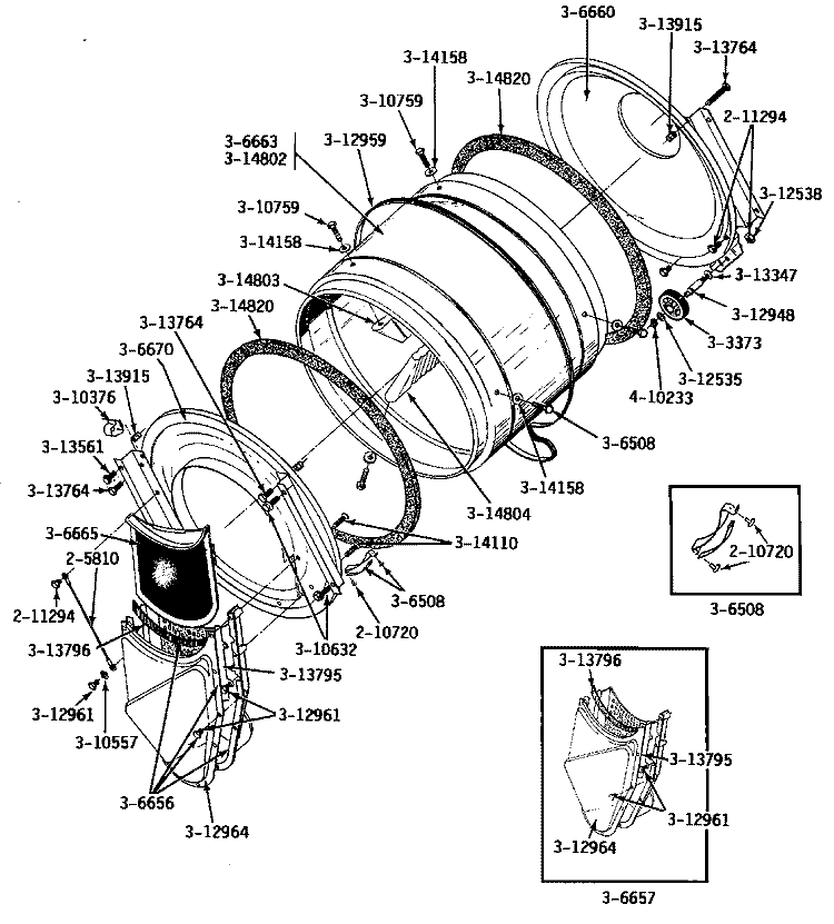 LINT SCREEN, TUMBLER (FRONT & BACK) Diagram and Parts List for DE24CT  Maytag Dryer