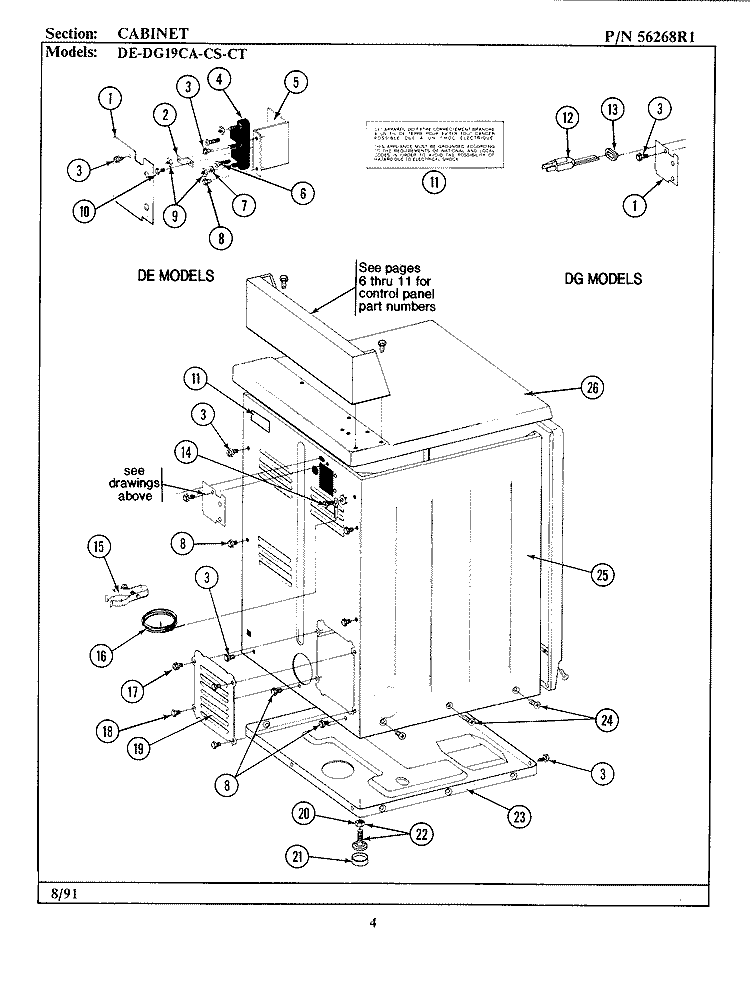 CABINET - REAR Diagram and Parts List for DE19CA  Maytag Dryer
