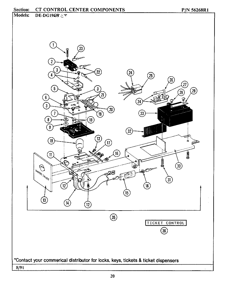 CONTROL CENTER COMPONENTS Diagram and Parts List for DE19CT  Maytag Dryer