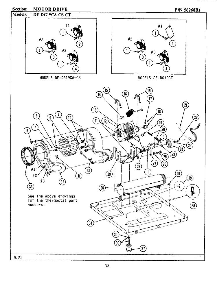 MOTOR DRIVE Diagram and Parts List for DE19CA  Maytag Dryer