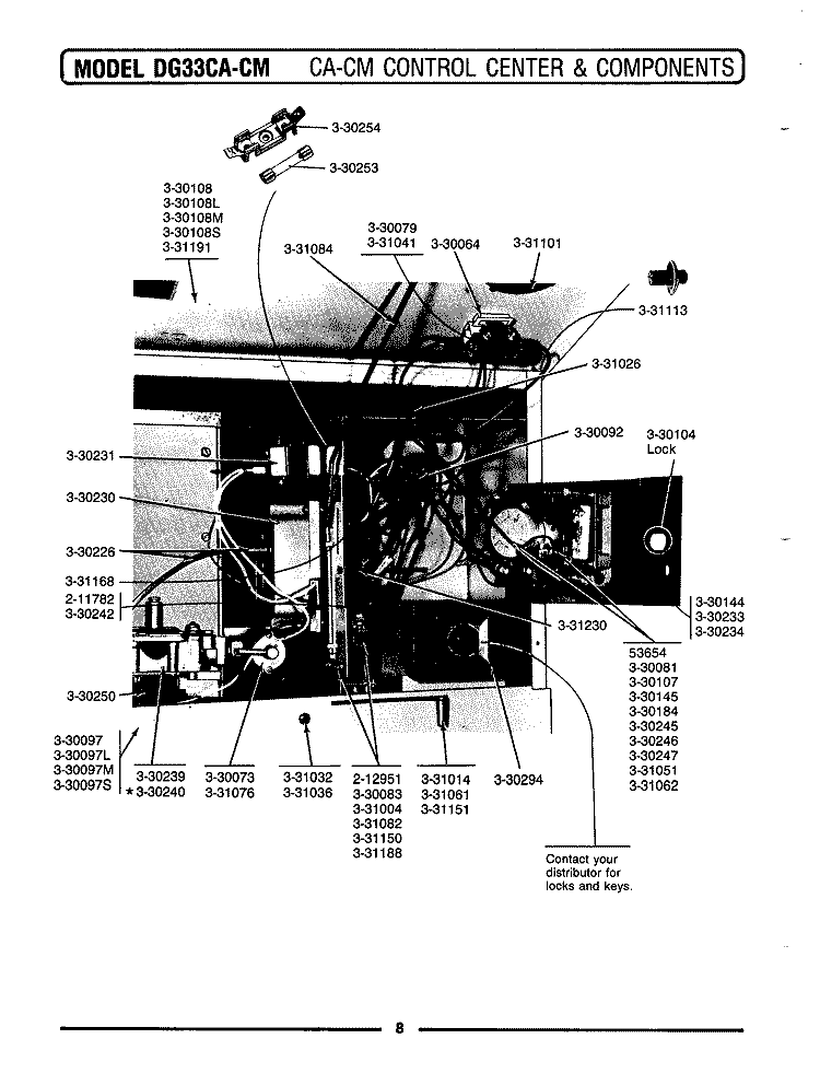 CONTROL CENTER & COMPONENTS Diagram and Parts List for GDG33CA  Maytag Dryer