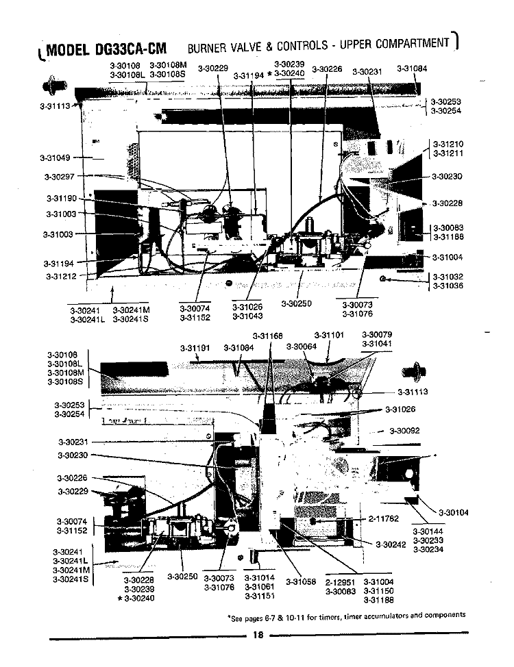 BURNER VALVE & CONTROLS - UPPER COMP. Diagram and Parts List for GDG33CA  Maytag Dryer