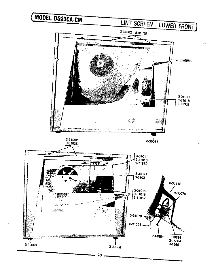 LINT SCREEN - LOWER FRONT Diagram and Parts List for GDG33CA  Maytag Dryer