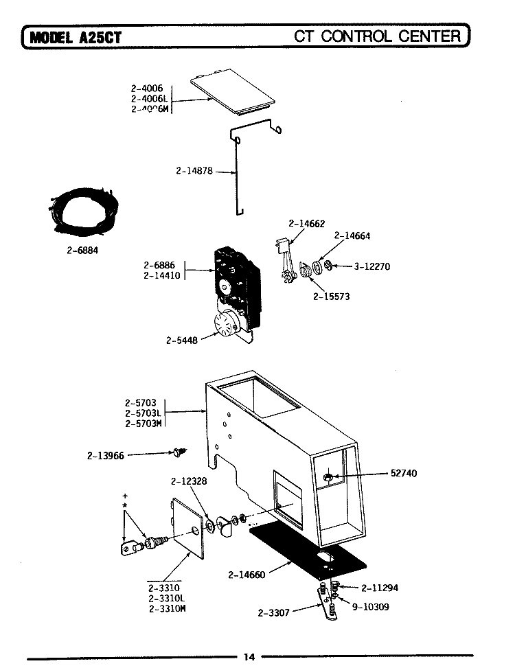 CONTROL CENTER Diagram and Parts List for A25CT  Maytag Washer