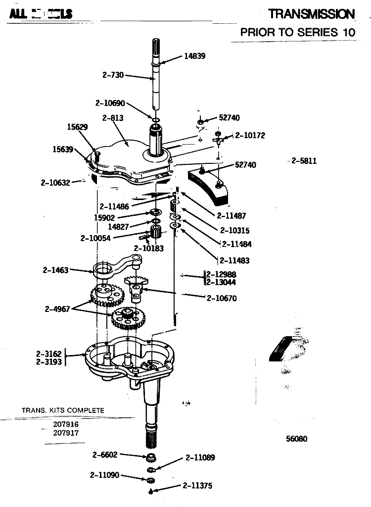 TRANSMISSION (SERIES 00) Diagram and Parts List for A25CAE  Maytag Washer