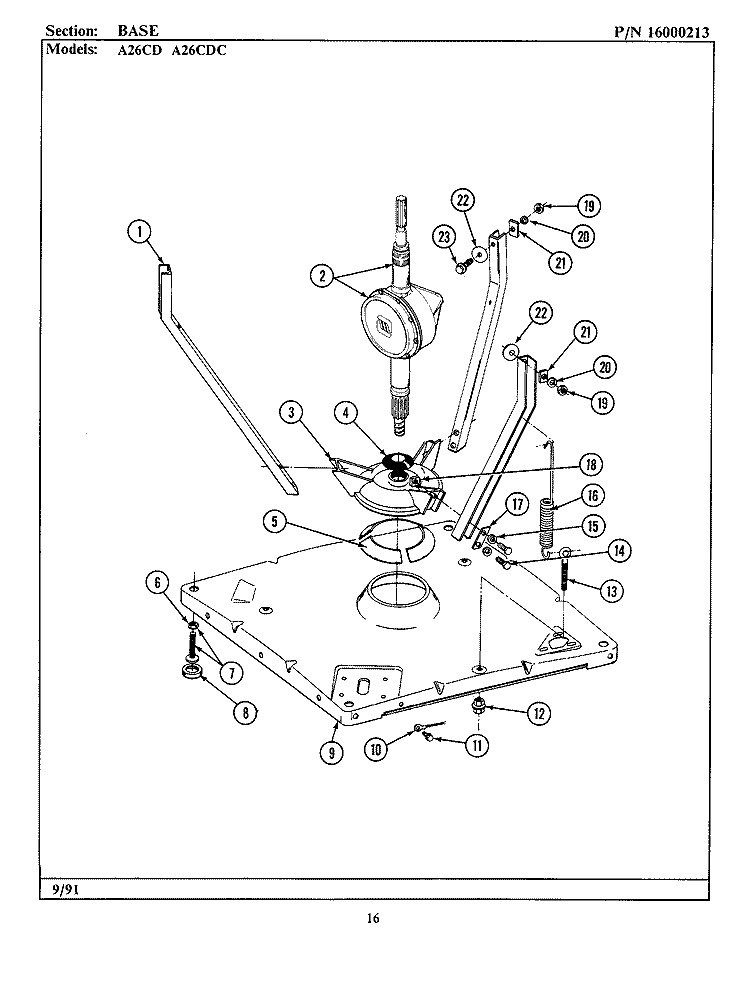 BASE Diagram and Parts List for A26CDC  Maytag Washer