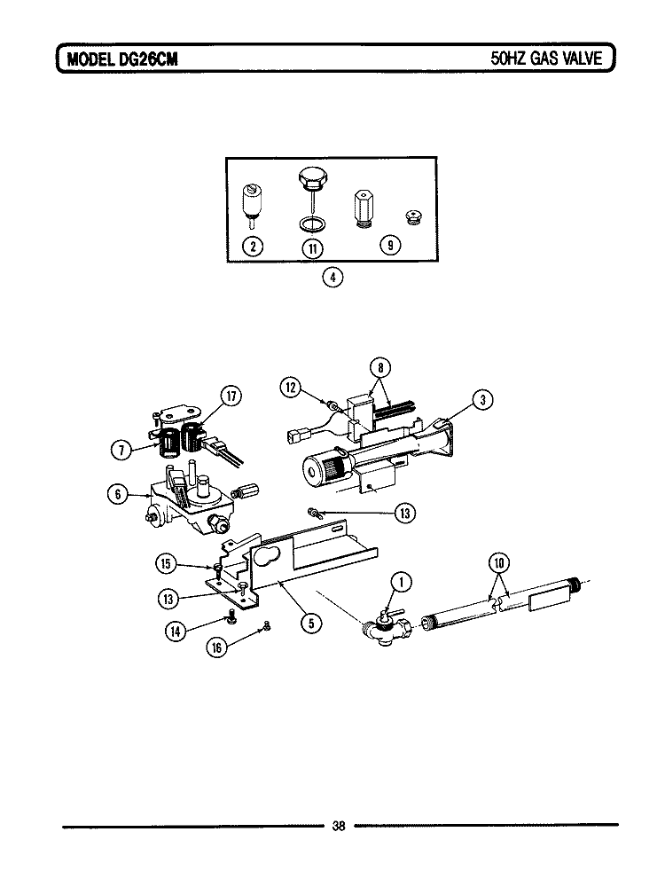 50HZ GAS VALVE Diagram and Parts List for LDG26CS  Maytag Dryer