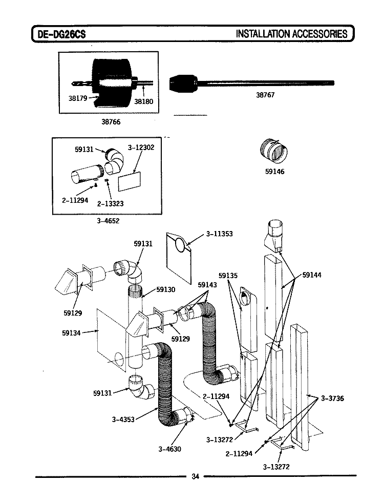 INSTALLATION ACCESSORIES Diagram and Parts List for LDG26CS  Maytag Dryer