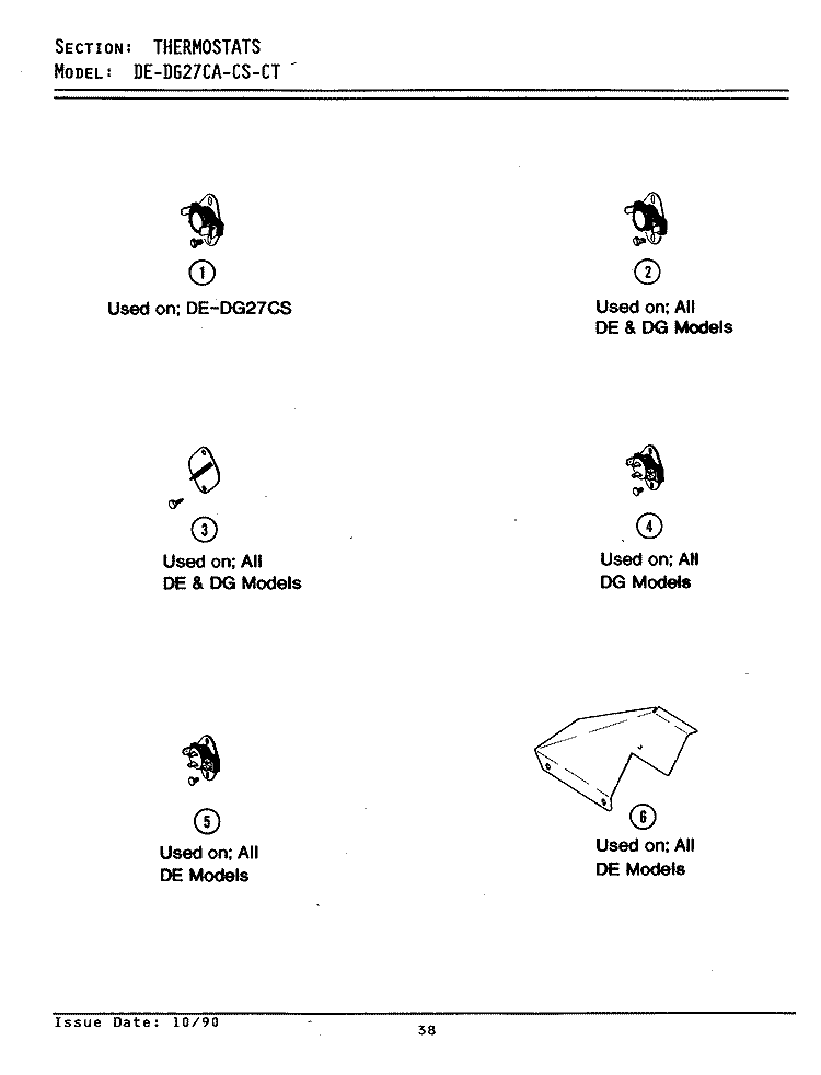 THERMOSTATS Diagram and Parts List for DE27CT  Maytag Dryer