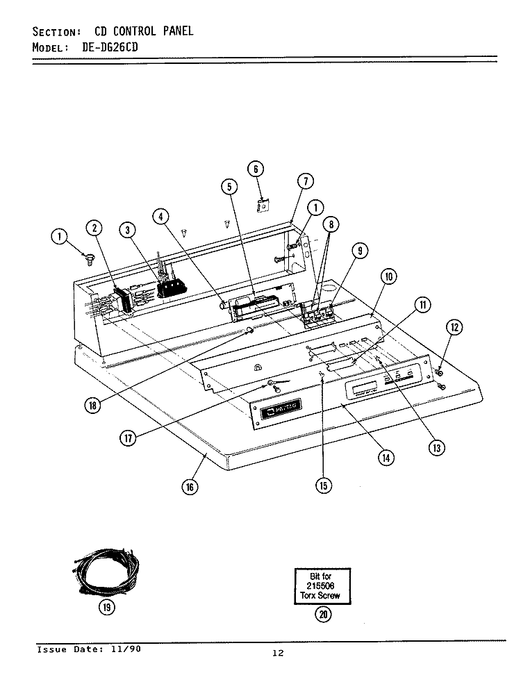 CONTROL PANEL - CD MODELS Diagram and Parts List for DE26CD  Maytag Dryer