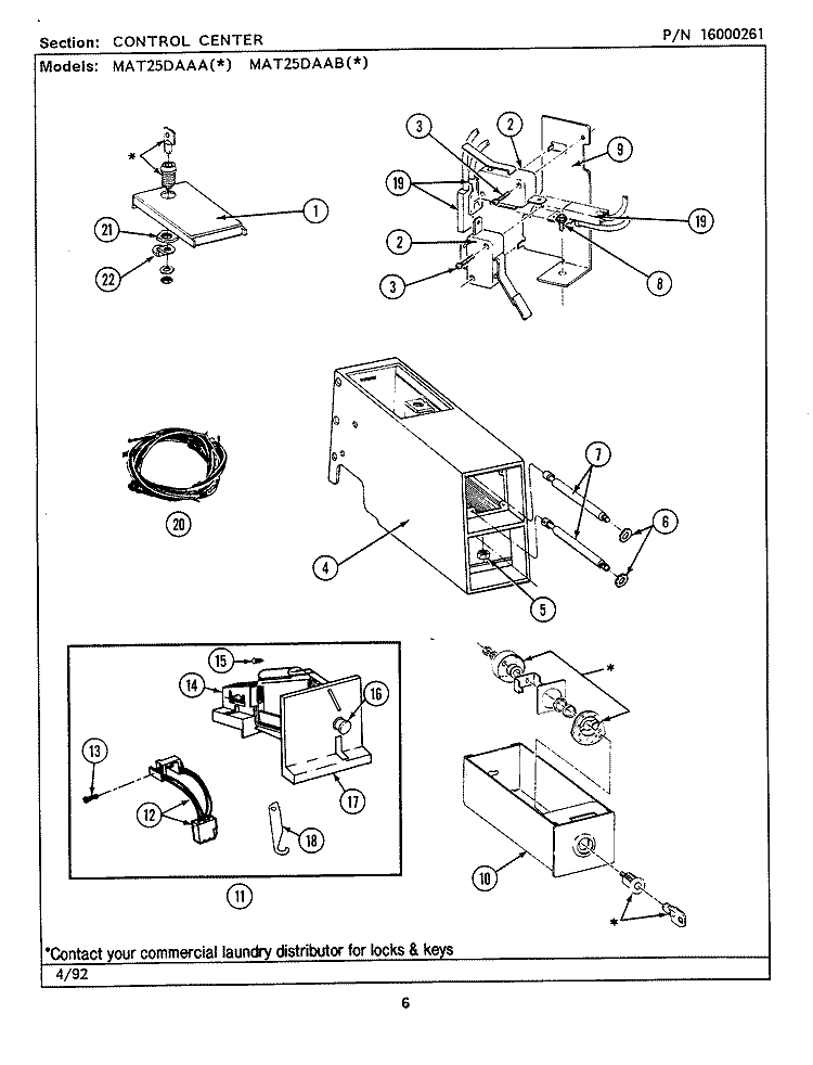 CONTROL CENTER Diagram and Parts List for MAT25DAAAL  Maytag Washer