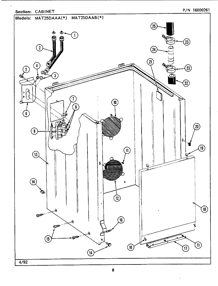CABINET Diagram and Parts List for MAT25DAAAL  Maytag Washer