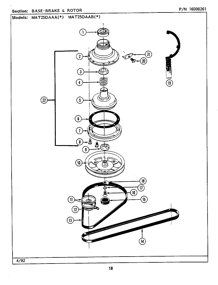 BASE / BRAKE & ROTOR Diagram and Parts List for MAT25DAAAL  Maytag Washer