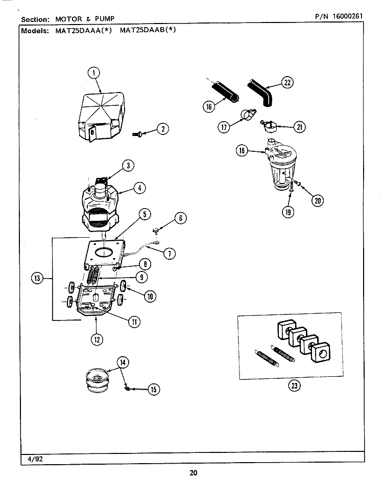MOTOR & PUMP Diagram and Parts List for MAT25DAAAL  Maytag Washer