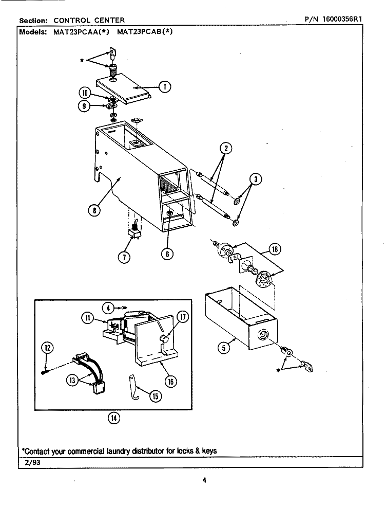 CONTROL CENTER Diagram and Parts List for MAT23PCAAG  Maytag Washer