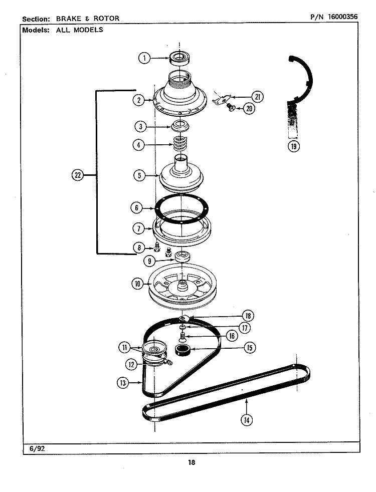 BRAKE & ROTOR Diagram and Parts List for MAT23PCAAG  Maytag Washer