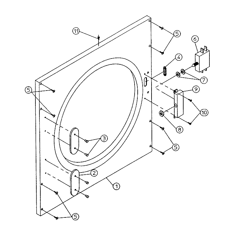 FRONT PANEL ASSY. (MAGNET TYPE - DG50 / 75) Diagram and Parts List for DG75PN1  Maytag Dryer