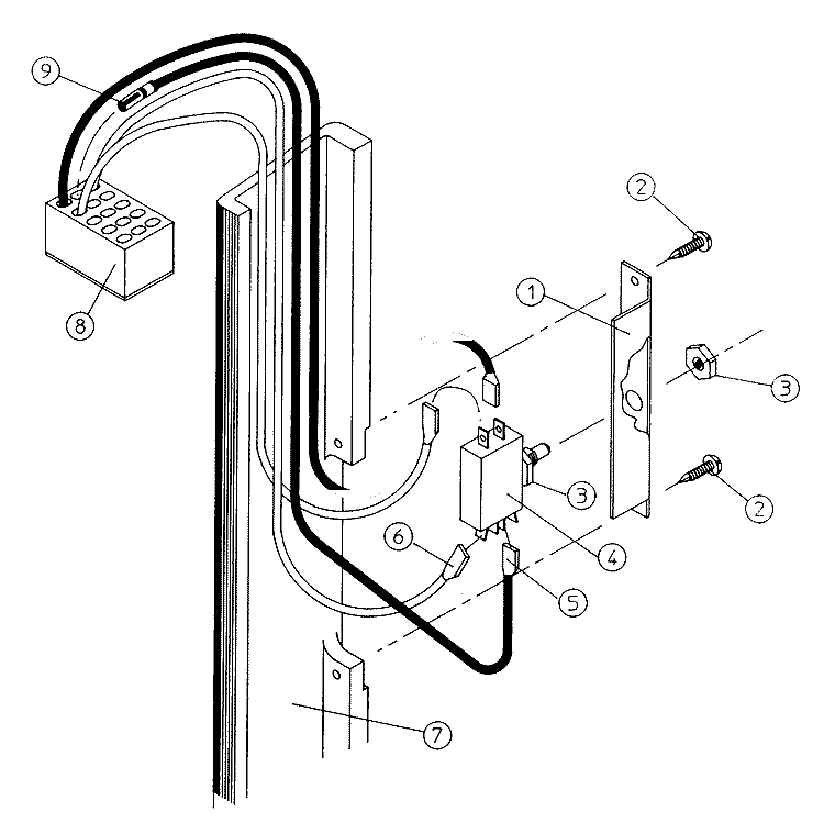 MAIN DOOR SWITCH ASSEMBLY Diagram and Parts List for DG100PN1  Maytag Dryer