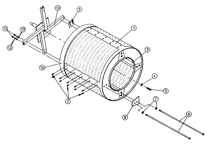 TUMBLER / SUPPORT ASSEMBLY Diagram and Parts List for DG100PN1  Maytag Dryer