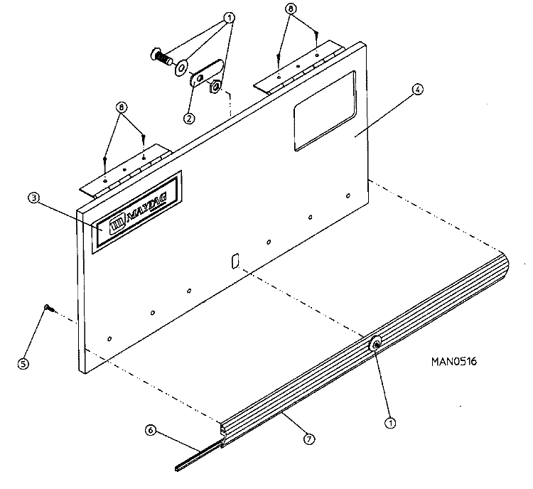CONTROL DOOR ASSEMBLY (DG75) Diagram and Parts List for DG75PN1  Maytag Dryer