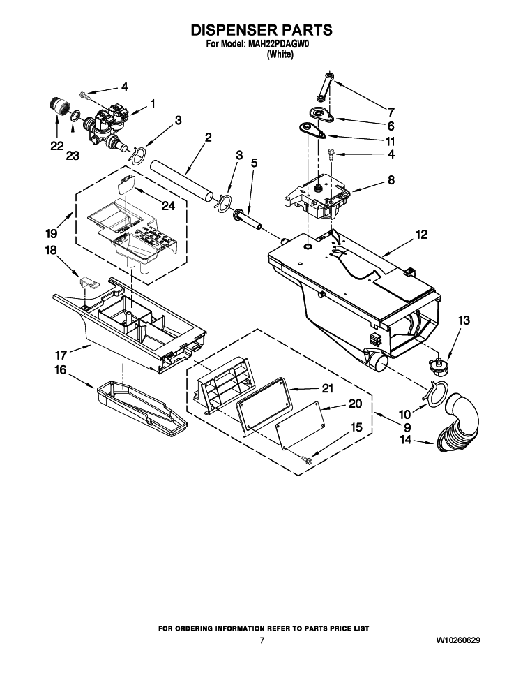 DISPENSER PARTS Diagram and Parts List for MAH22PDAGW0  Maytag Washer