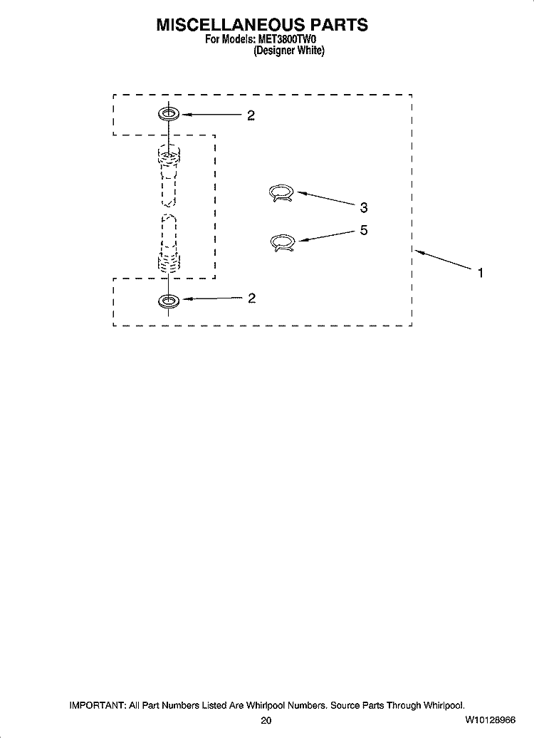 MISCELLANEOUS PARTS, OPTIONAL PARTS (NOT INCLUDED) Diagram and Parts List for MET3800TW0  Maytag Washer Dryer Combo