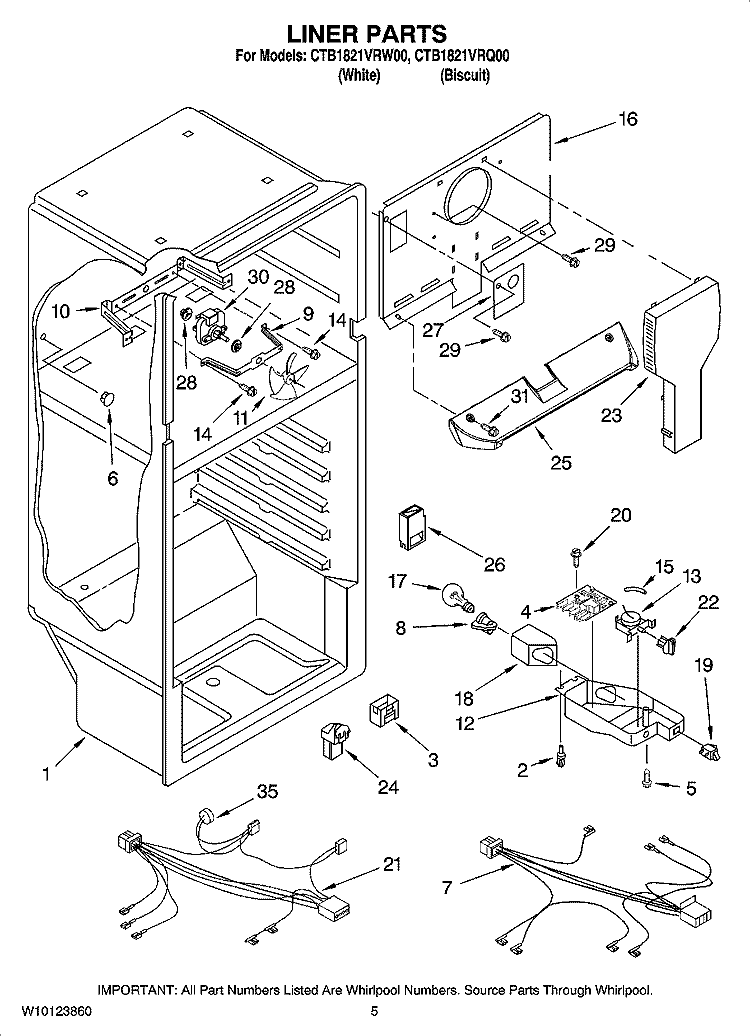 LINER PARTS Diagram and Parts List for CTB1821VRQ00  Magic Chef Refrigerator