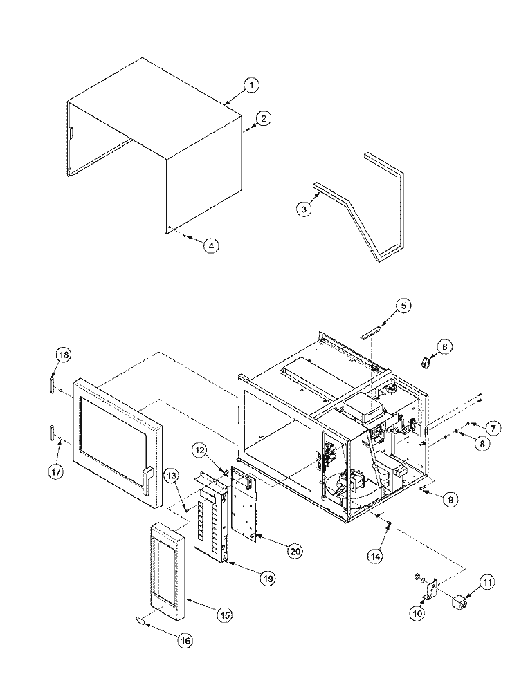 OUTER CASE Diagram and Parts List for DCS11E P1327811M Amana Microwave