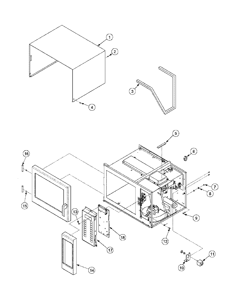 OUTERCASE Diagram and Parts List for URS511 P1327807M Amana Microwave