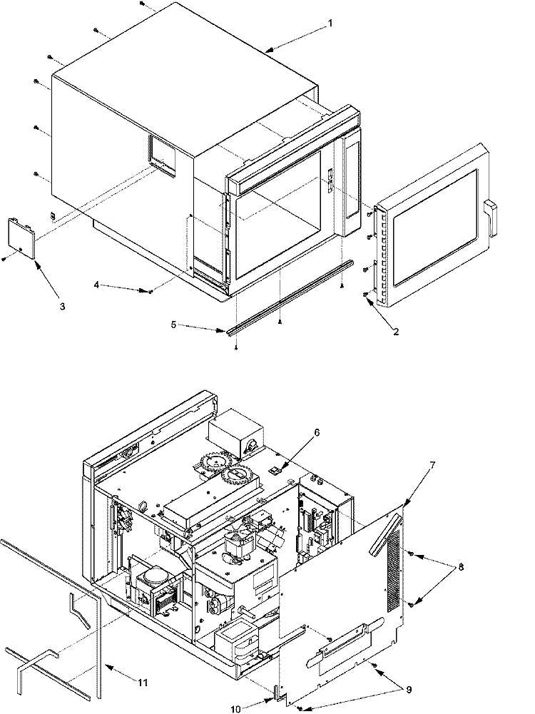 OUTERCASE Diagram and Parts List for ASE9000 P1326309M Amana Microwave