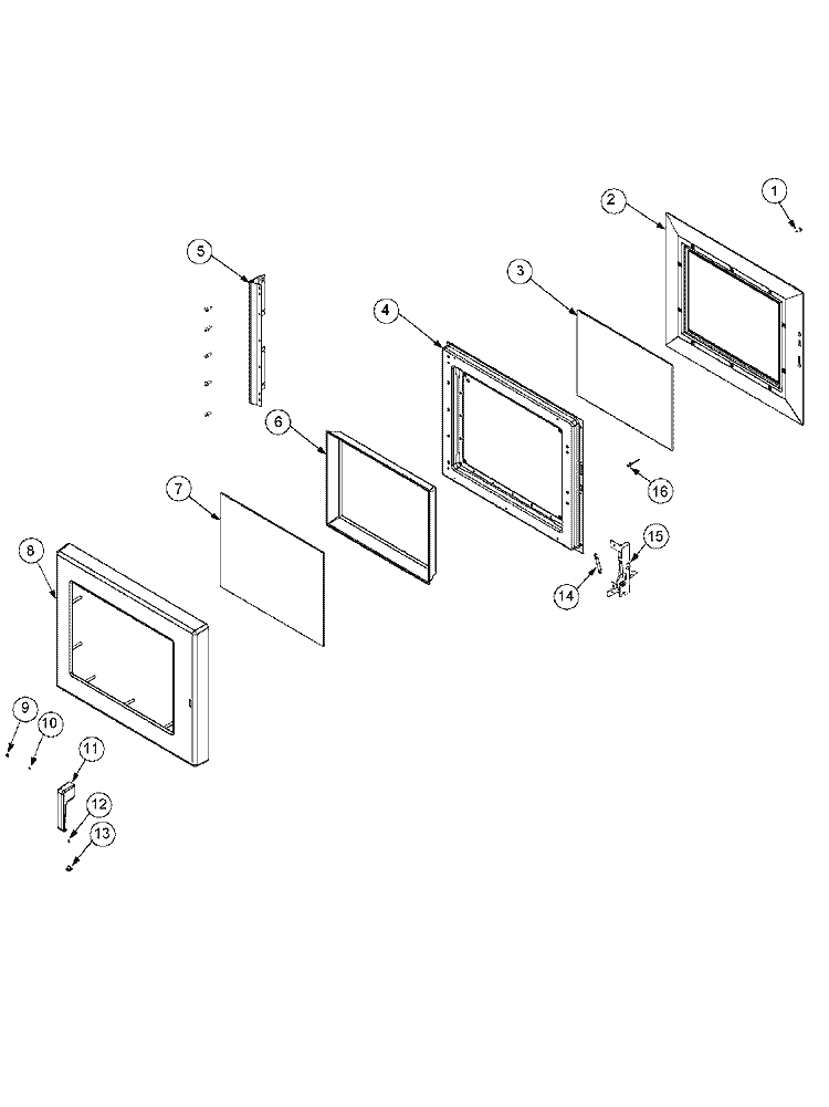 DOOR Diagram and Parts List for RS511M P1327801M Amana Microwave
