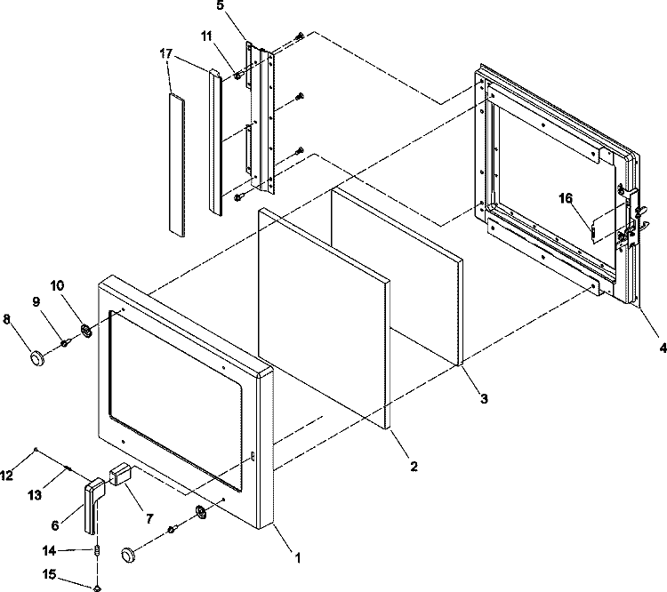 DOOR Diagram and Parts List for UDS30E P1325909M Amana Microwave