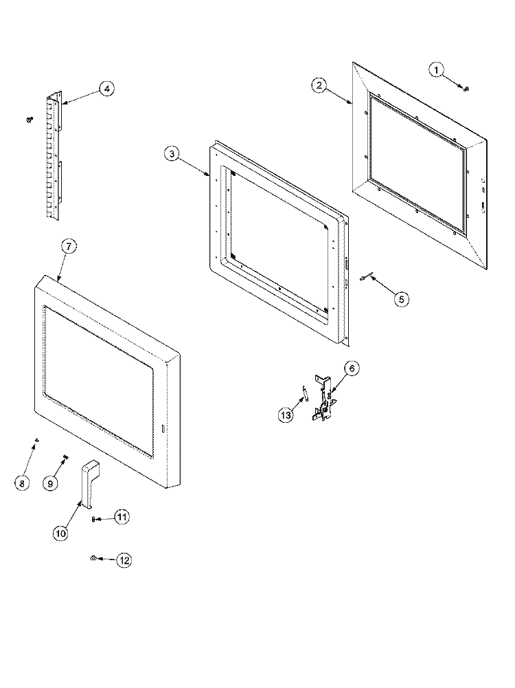 DOOR Diagram and Parts List for RFS12SW2 P1327712M Amana Microwave